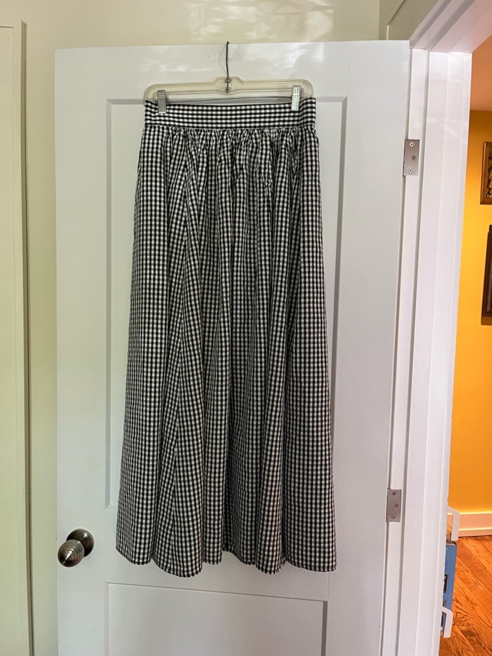 Vintage Black White Gingham Maxi Skirt